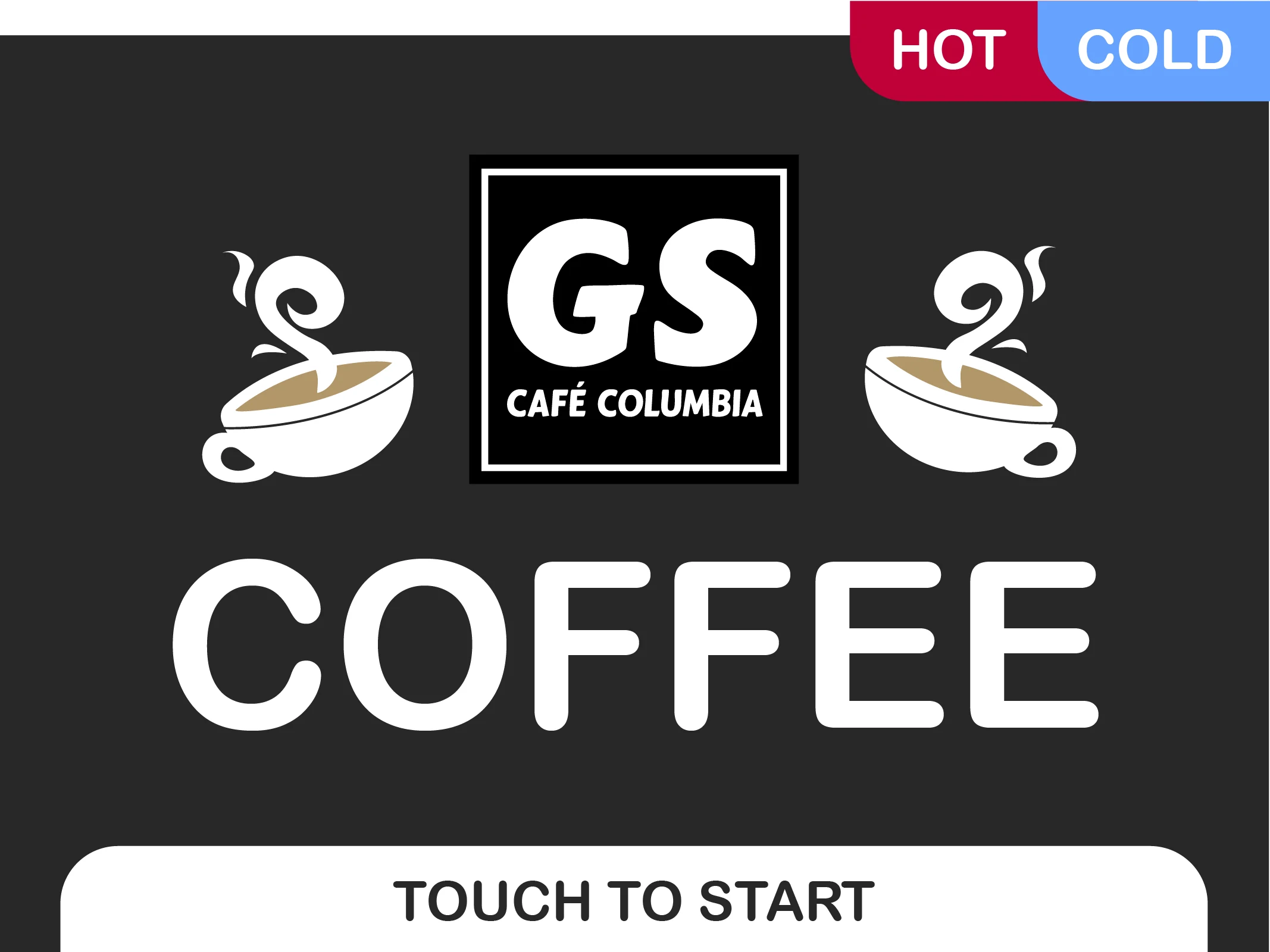 GS Cafe Columbia bean-to-cup coffee machine touchscreen